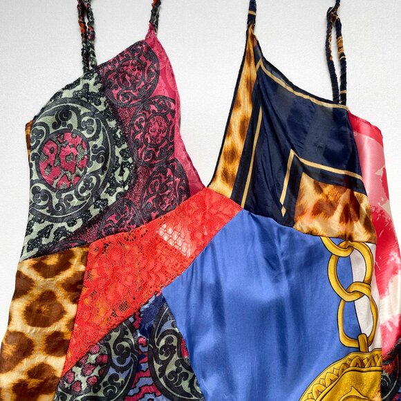 1/OFF Paris Remade Scarf Slip Maxi Dress Size Medium - Picture 4 of 14